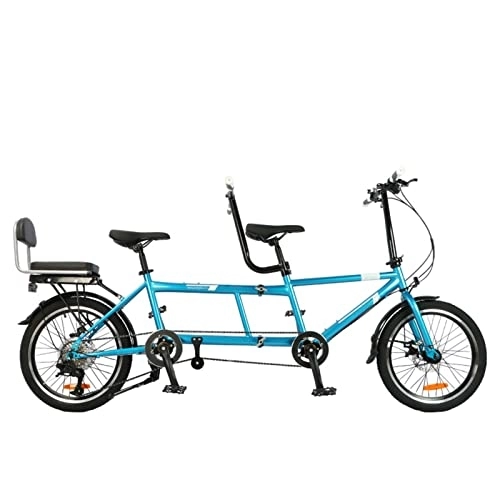 Tandem Bike : WLL-DP Portable Foldable Tandem Bicycle, Universal Sightseeing Travel Disc Brake Variable Speed Bike, Parent-Child Activities Couples Riding Bicycle