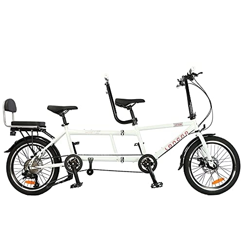 Tandem Bike : YGuoMing 20 Inch Bikes for Adults, city Tandem Folding Bicycle, Variable Speed Bike Riding Couple Entertainment Universal Wayfarer, Foldable Disc Brake Travel Bikes