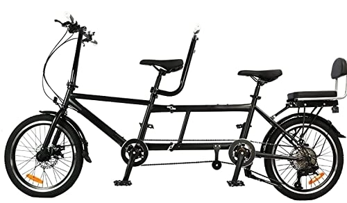 Tandem Bike : YXWJ Tandem Bike - City Tandem Folding Bicycle, Foldable Tandem Adult Beach Cruiser Bike Adjustable 8 Speeds, Black