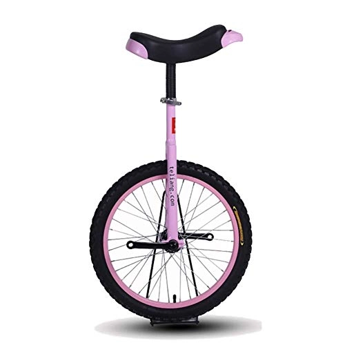 Unicycles : 14 / 16 / 18 / 20 Inch Mountain Bike Wheel Frame Unicycle Cycling Bike With Comfortable Release Saddle Seat For Kids / Adult / Teen, Pink (Color : Pink, Size : 20 Inch Wheel) Durable