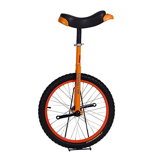 Unicycles : 16 / 18 / 20 inch Wheel Freestyle Unicycle Orange, with Saddle Seat Steel Fork Cranks Frame & Rubber Tire, for Adult Teen Cycling Exercise Bike Ride (Color : Orange, Size : 16 Inch Wheel)