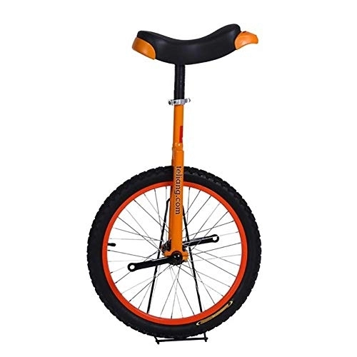 Unicycles : 16 / 18 / 20 Inch Wheel Freestyle Unicycle Orange, With Saddle Seat Steel Fork Cranks Frame & Rubber Tire, For Adult Teen Cycling Exercise Bike Ride (Color : Orange, Size : 20 Inch Wheel) Durable