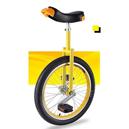 Unicycles : 16" / 18" / 20" Kid'S / Adult'S Trainer Unicycle, Height Adjustable Skidproof Butyl Mountain Tire Balance Cycling Exercise Bike Bicycle, Yellow (Color : Yellow, Size : 18 Inch Wheel) Durable