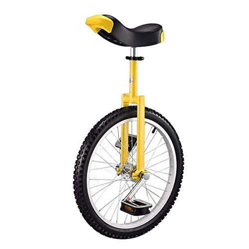 Unicycles : 16" / 18" / 20" Kid's / Adult's Trainer Unicycle, Height Adjustable Skidproof Butyl Mountain Tire Balance Cycling Exercise Fun Bike Bicycle Fitness (Color : Yellow, Size : 18 Inch Wheel)