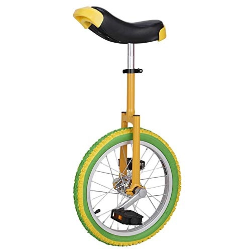 Unicycles : 16" / 18" Colorized Wheel Unicycle For Kids / Boys / Girls, Large 20" Freestyle Cycle Unicycle For Adults / Big Kids / Mom / Dad, Best Birthday Gift (Color : Yellow And Green, Size : 16 Inch Wheel) Durable