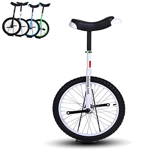 Unicycles : 16''18'' Wheel Unicycles for Child / Boy / Teenagers 12 Year Olds, 20 Inch One Wheel Bike for Adults / Men / Dad, Best (Color : White, Size : 18inch wheel)