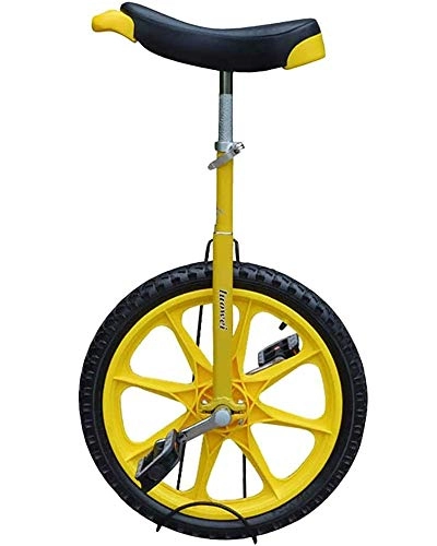 Unicycles : 16 Inches Wheel Unicycle Aluminum Alloy Single Wheel Balance Bike 360 Degree Adjustable Frame Exercise Bike Can Bear 90 Kg, Yellow