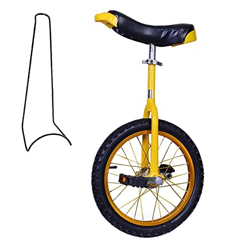 Unicycles : 18 Inch Wheel Unicycle with Skidproof Mountain Tire, Seat Adjustable Height Adults Beginners Cycling Exercise Unicycles, for Unisex Adult Riders (Color : Gold)