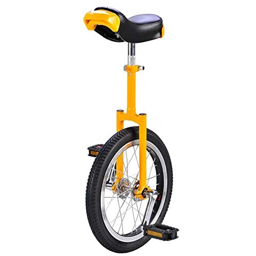 Unicycles : 20" / 24" Adult's Unicycle, 16" / 18" Kid's Trainer Unicycle, Height Adjustable Skidproof Butyl Mountain Tire Balance Cycling Exercise Bike Bicycle (Color : Yellow, Size : 16")
