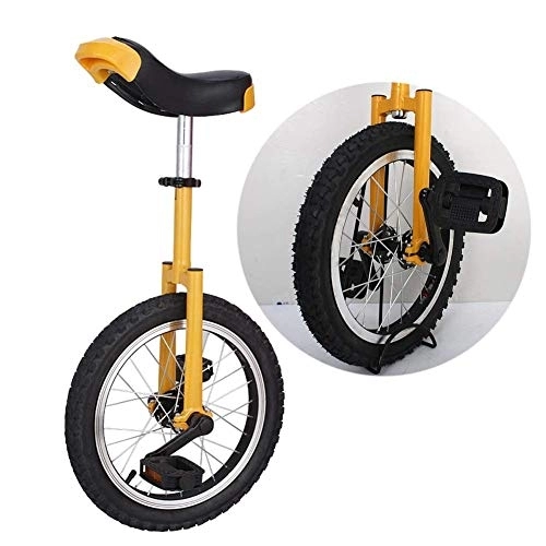 Unicycles : 20 Inch 18 Inch 16 Inch Junior Learner Unicycle Yellow, High-Strength Manganese Steel Fork, Adjustable Seat, Aluminum Alloy Buckle (Color : Yellow, Size : 18 Inch Wheel) Durable
