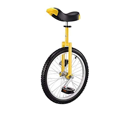 Unicycles : 20" Inch Chrome Wheel Unicycle Leakproof Butyl Tire Wheel Bike, Great Gift, Non-Slip Tires, Outdoor Sports Fitness, Comfortable Release Saddle, Yellow