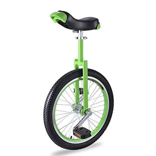 Unicycles : 20 Inch Unicycles for Adults Beginner, Skidproof Butyl Mountain Tire & Height Adjustable Comfortable Seat, Load-bearing 300lbs (Color : Green)
