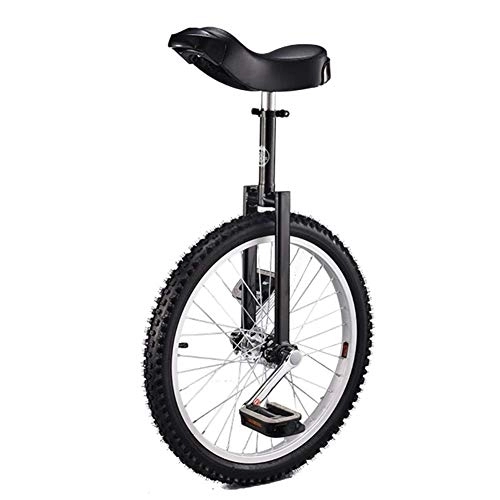 Unicycles : 20 Inch Wheel Unicycle For Adults Teenagers Beginner, High-Strength Manganese Steel Fork, Adjustable Seat, Load-Bearing 150Kg / 330 Lbs (Color : Black) Durable