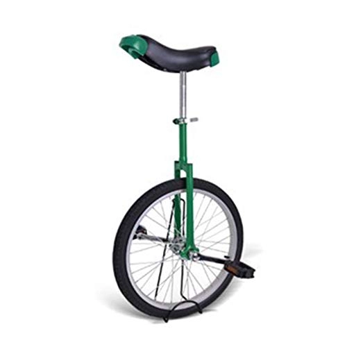 Unicycles : 20 Inch Wheel Unicycles Bike for Kids Adults Beginner, Mountain Cycling Balance with Unicycle Stand For Exercise Fun Fitness, Steel Frame, Ergonomic Saddle (Color : GREEN)