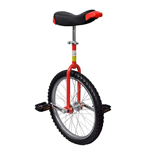 Unicycles : 20" Kid's / Adult's Trainer Unicycle Height Adjustable Skidproof Butyl Mountain Tire Balance Cycling Exercise Bike Bicycle with Thick Foam Pad, Black and Red