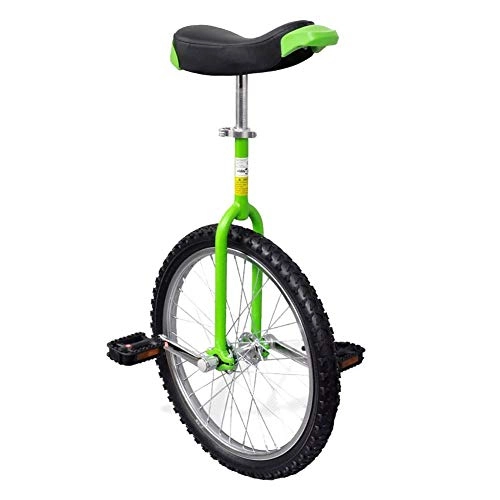 Unicycles : 20" Wheel Trainer Unicycle Height Adjustable Skidproof Mountain Tire Balance Cycling Exercise, Green and Black