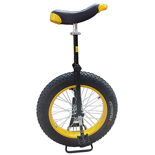 Unicycles : 20inch Beginners / Adults Unicycle, Heavy Duty Frame Unicycle Balance Bike, with Mountain Tire & Alloy Rim, Load 150kg / 330Lbs (Color : Yellow, Size : 20 Inch Wheel)