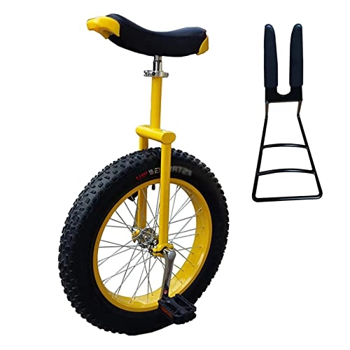 Unicycles : 24 Inch Wheel Unicycle with Parking Rack & Extra Wide Mountain Tire, Adjustable Height, for Tall People, Unisex Adult, Load 150kg / 330lbs (Color : Gold)