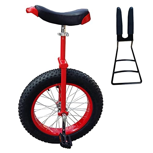 Unicycles : 24 Inch Wheel Unicycle with Parking Rack & Extra Wide Mountain Tire, Adjustable Height, for Tall People, Unisex Adult, Load 150kg / 330lbs (Color : Red)