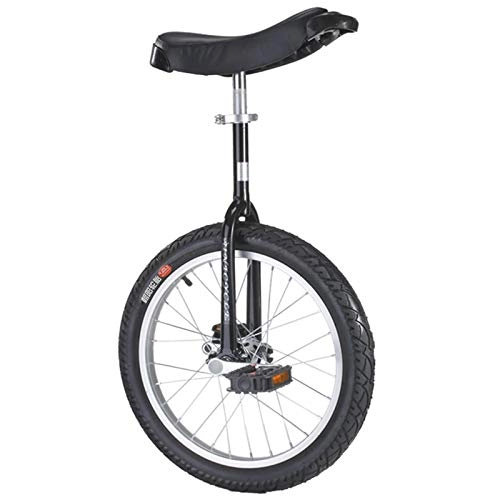 Unicycles : 24inch / 20inch Unicycles for Adults / Big Kid / Teens, 18inch / 16inch Unicycles for Kids / Boys / Girls, One Wheel Balance Bike with Heavy Duty Steel Frame (Color : Black, Size : 16")