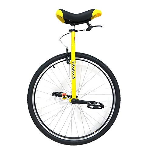 Unicycles : 28 Inch Adults Trainer Unicycle, Extra Large Wheel Unicycle for Mom / Dad / Teens / Big Kids, Users Height 160-195 cm (63'' - 76.8''), with Brakes (Color : YELLOW, Size : 28IN WHEEL)