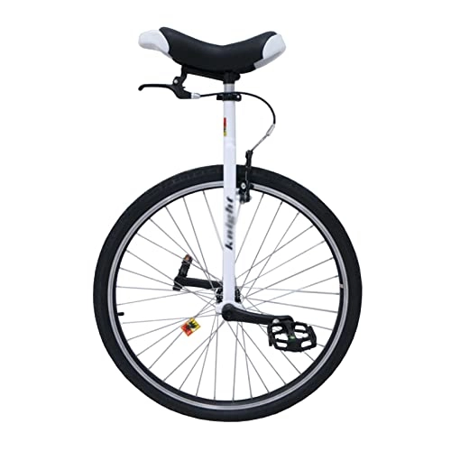 Unicycles : 28 Inch Large Wheel Unicycle with Adjustable Seat & Handbrake, for High Speed Cycling / Road Travel / Balance Fitness, Load 150kg / 330lbs (Color : White)