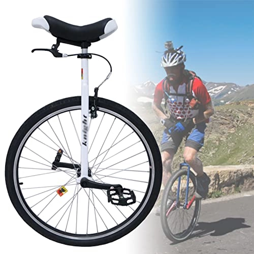Unicycles : 28 Inch Oversized Wheel Unicycle for High Speed Cycling / Road Travel, Applicable for User Height Over 5ft / 150 Cm (Color : White)
