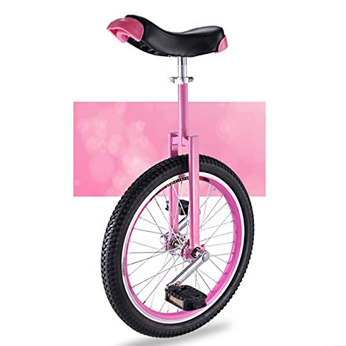 Unicycles : Adjustable Kids Unicycle 20 Inch Balance Exercise Fun Bike Cycle Fitness, for Children From 13-18 Years Old, Comfortable Seat & Skidproof Wheel, Pink