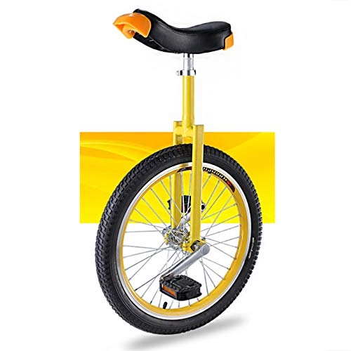 Unicycles : Adjustable Kids Unicycle 20 Inch Balance Exercise Fun Bike Cycle Fitness, for Children From 13-18 Years Old, Comfortable Seat & Skidproof Wheel, Yellow