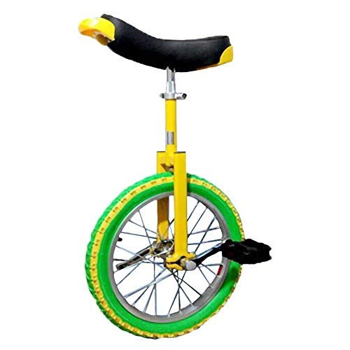 Unicycles : Adjustable Unicycle Double Wall Aluminium Alloy Rim Balance Cycling Exercise Acrobatics Bike Contoured Ergonomic Saddle / 20 Inches / Yellow