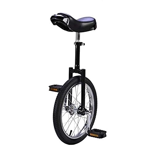 Unicycles : aedouqhr 16 / 18 / 20 inch Wheel Unicycle, Black Adjustable Seat Pedal Bike for Adults Big Kid Boy, Outdoor Mountain Sports Fitness, Load 150Kg, 16In(40.5Cm)