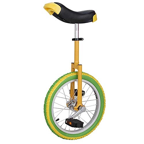 Unicycles : aedouqhr 16 / 18 / 20 Inch Yellow& Green Wheel, for Adults Beginner Kids Teenagers, Colored Height Adjustable Balance Cycling, Fitness Exercise (Size : 18inch wheel)
