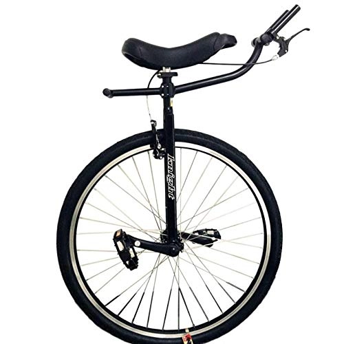 Unicycles : aedouqhr 28 Inch Classic Black Adult Trainer, Big Wheel for Unisex / Tall People / big Kids, Users Height 160-195 cm (63'' 76.8''), with Handbrake (Color : With Handlebar, Size : 28in)