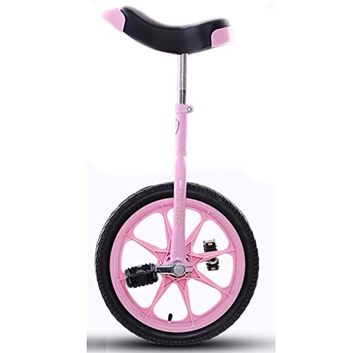 Unicycles : aedouqhr Self Balancing Exercise 16in Wheel Kids, Unisex Beginners Uni-Cycle for Children (120cm 140cm), Best Birthday Presents, One Wheel Bicycle / Bike (Color : Pink, Size : 16inch wheel)