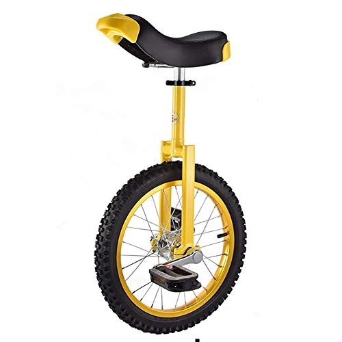Unicycles : aedouqhr Unicycle 16inch Wheel Colored Unicycle for Kids Beginner(12 Years Old), with Alloy Rim& Seat, Height Adjustable Balance Cycling, Gift to Boys (Color : Yellow)