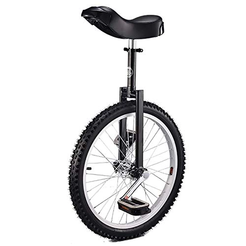Unicycles : aedouqhr Unicycle 20 Inch wheel Unicycle for kids / beginner / male teen, with Alloy Rim& Skidproof tire& Unicycle Stand, fun Fitness Balance Cycling (Color : Black)