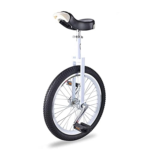 Unicycles : aedouqhr White Unicycle, 16 / 18 / 20 inch Single Wheel Balance Bike, Boys Girls Kid Unisex Adult Exercise Cycling, Height Adjustable, Mountain Skidproof Tire, 16"(40Cm)