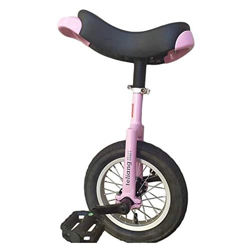 Unicycles : AHAI YU 12" Small Beginner Unicycle for 5 Year Old Kids / Smaller Children / Girl / Your Daughter, Outdoor One Wheel Bike for Fun Group Racing, Pink / Red (Color : A)