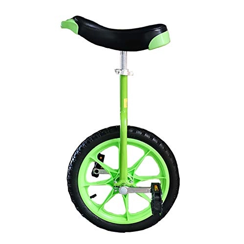 Unicycles : AHAI YU 16" Colored Rim Unicycle, Kid's / Beginners / Girls / Boys Balance Cycling Unicycles, Adjustable Saddle Seat, for Outdoor Exercise (Color : GREEN)