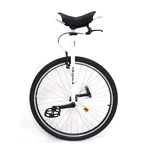 Unicycles : AHAI YU 28" Unisex Adult Trainer Unicycle - White, Big Wheel Unicycle for Tall People / Teens / Mom / Dad, Users Height 160cm-195cm (63'' - 76.8''), with Brakes (Color : WHITE, Size : 28IN WHEEL)