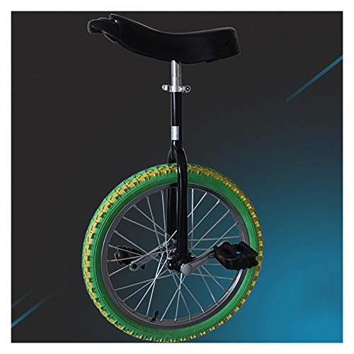 Unicycles : AHAI YU Child / men Teens / kids 18inch Colored Wheel Unicycles, Outdoor Exercise Balance Bicycles, with Skidproof Tire& Stand, Height 140-165cm, (Color : BLACK+GREEN)