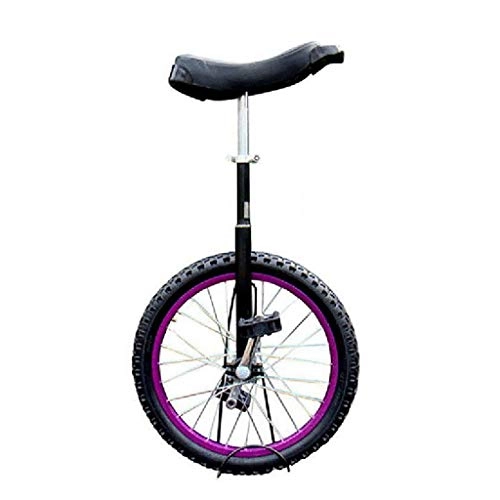 Unicycles : AHAI YU Freestyle Unicycle 16 / 18 / 20 Inch Single Round Children's Adult Adjustable Height Balance Cycling Exercise Purple (Size : 18 INCH)