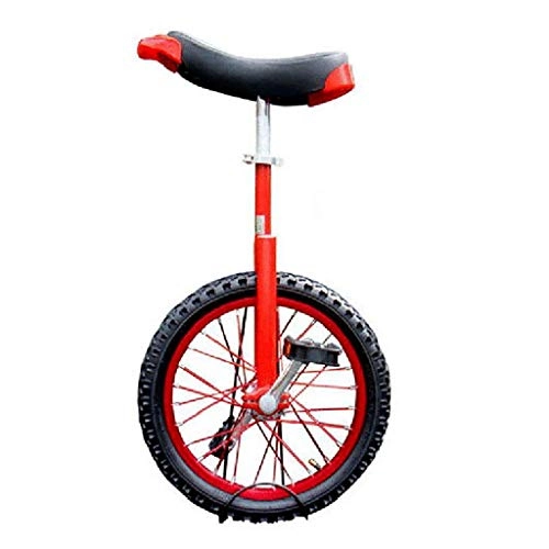 Unicycles : AHAI YU Freestyle Unicycle 16 / 18 / 20 Inch Single Round Children's Adult Adjustable Height Balance Cycling Exercise Red (Size : 16 INCH)