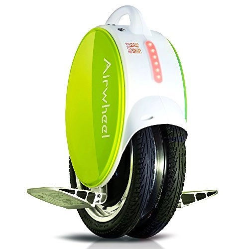 Unicycles : AIRWHEEL Q5 Self Balancing Electric Unicycle with LED Lights and Enhanced Silicone Leg Pad (green, 170WH)