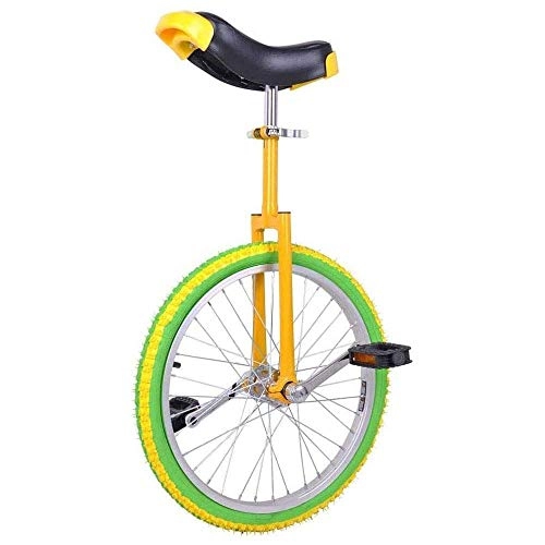Unicycles : BHDYHM 20 Inch Wheel Unicycle Leakproof Butyl Tire Wheel Cycling Outdoor Sport Fitness Exercise Health Exercise Pedal Bike, Yellow-20 inch