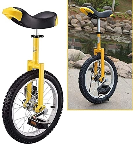 Unicycles : Bike Unicycle Yellow 16 / 18 / 20 Inch Wheel Unicycle Cycling Bike With Comfortable Release Saddle Seat, For Kids Teenagers Practice Riding Improve Balance (Color : Yellow, Size : 16 Inch Wheel)