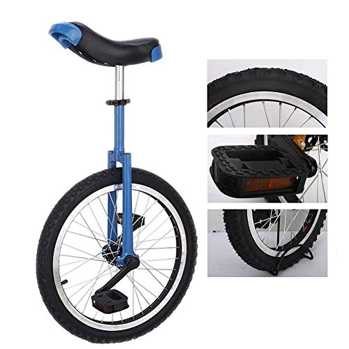 Unicycles : Blue Kids Unicycle Cycling In & Out Door With Skidproof Tire, Manganese Steel Fork, Adjustable Seat, Aluminum Alloy Buckle, 16" / 18" / 20" (Color : Blue, Size : 18 Inch Wheel) Durable (Blue 16 Inch Whee