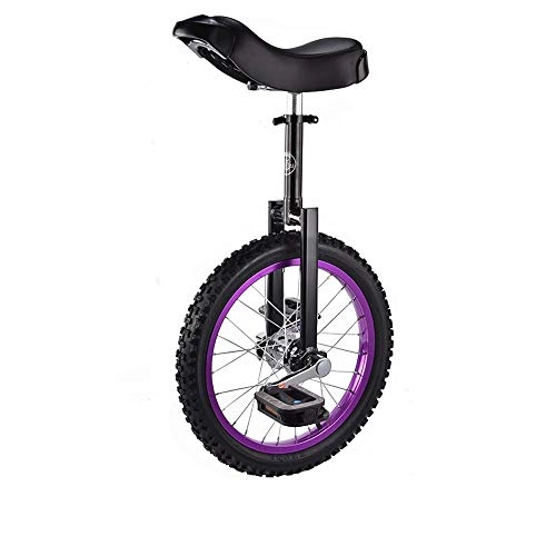 Unicycles : BOOQ 16" Wheel Trainer Unicycle Skidproof Butyl Mountain Tire Balance Cycling Exercise (Color : Purple)