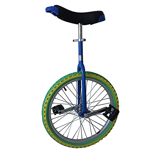 Unicycles : Child / Men Teens / Kids 18inch Colored Wheel Unicycles, Outdoor Exercise Balance Bicycles, with Skidproof Tire& Stand, Height 140-165cm, (Color : Blue+Green)