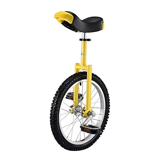 Unicycles : Dbtxwd 18" to 24" Wheel Unicycle with Comfortable Release Saddle Seat Cycling Bike, Yellow, 18 Inch